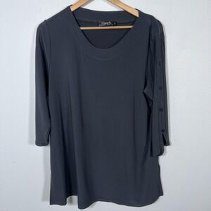 Sympli Canada Tunic Top Womens 14 Dark Gray Casual Stretch Minimalist Relaxed